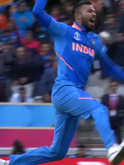 CWC19: IND v PAK - Pandya celebrates taking two wickets in two balls