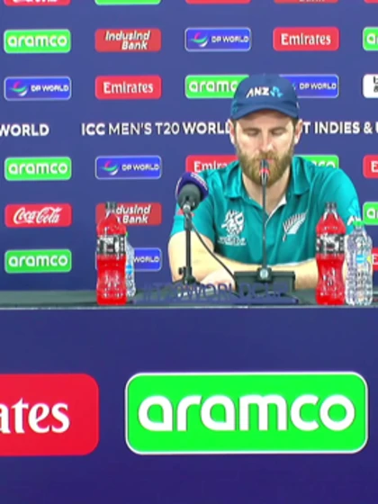 Logo of Kane Williamson (New Zealand Captain) post-match Press Conference 12th June 2024