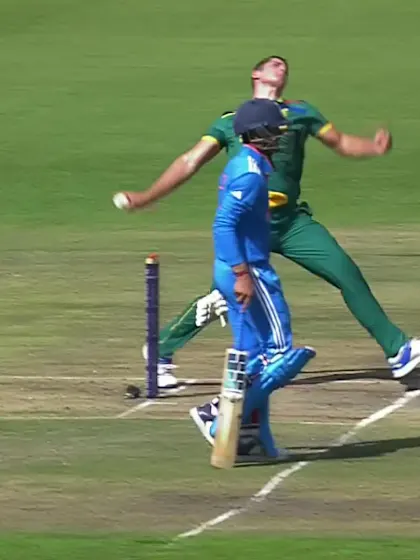 Logo of Sachin Dhas with a Four vs. South Africa