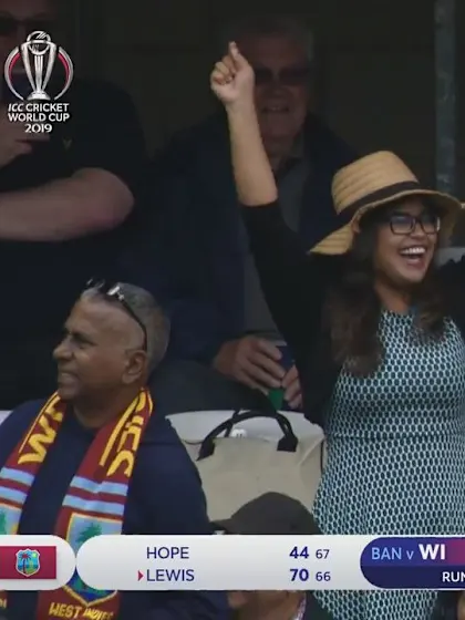 Logo of CWC19: WI v BAN - Lewis is caught at long-off off Shakib