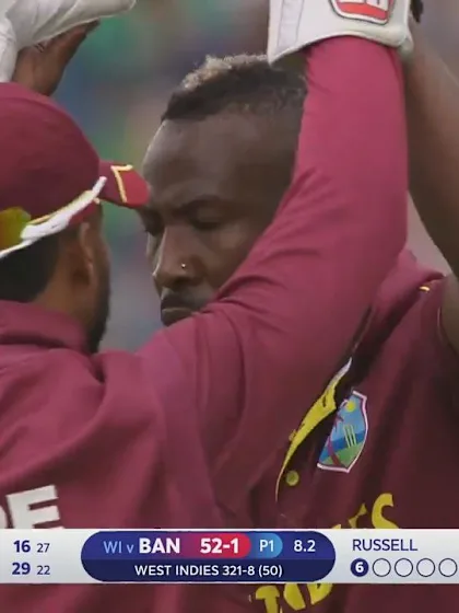 Logo of CWC19: WI v BAN - Soumya Sarkar falls to Russell