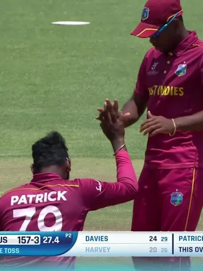 ICC U19 CWC: WI v AUS – Patrick deceives Harvey with a straighter one