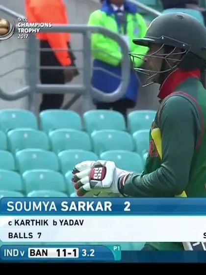 #CT17 Warm-Up: Soumya Sarkar wicket