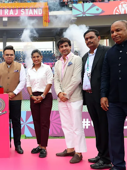 ICC Chairman Mr Jay Shah at a function during which a stand at the ACA-VCA Stadium was named after former India captain Mithali Raj and a gate after former India player Raavi Kalpana.