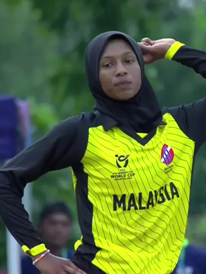 Dahami Sanethma with a Batting vs Malaysia Women Under-19