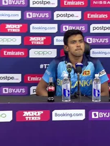 28 October - Dubai - Sri Lanka player Maheesh Theekshana post-match press conference