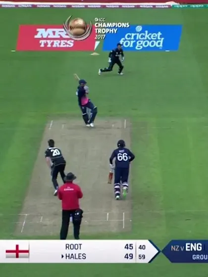 Logo of WICKET: Alex Hales is dismissed by Adam Milne for 56
