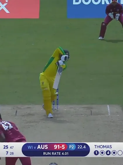 CWC19: AUS v WI -Carey thumps Thomas for four