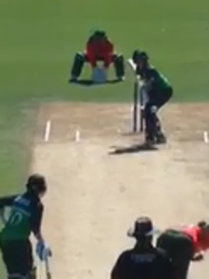 Logo of Sidra Ameen hits down the ground for the opening boundary