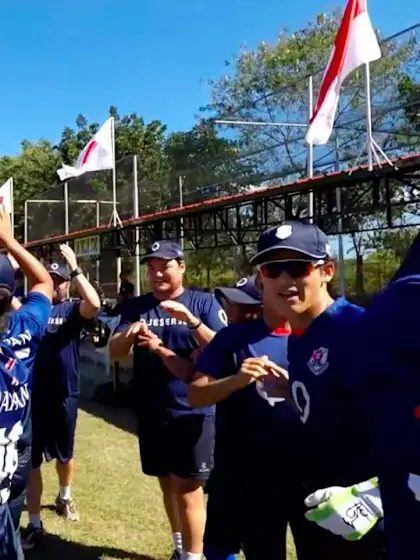 ICC Men’s T20 World Cup EAP B Qualifier: The Japan players perform the Honkey Janken ritual before a game