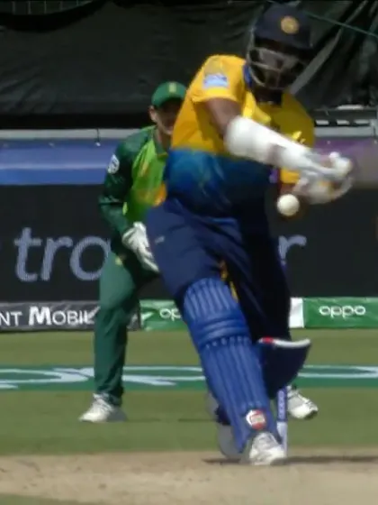 Logo of CWC19: SL v SA - Thisara Perera is well caught in the deep by Rabada