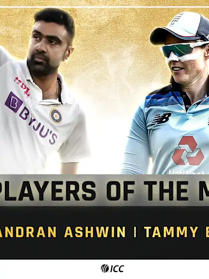Ravichandran Ashwin and Tammy Beaumont voted ICC Player of the Month for February 2021