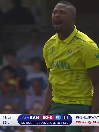 Logo of CWC19: SA v BAN - Phehlukwayo dismisses Tamim for South Africa breakthrough