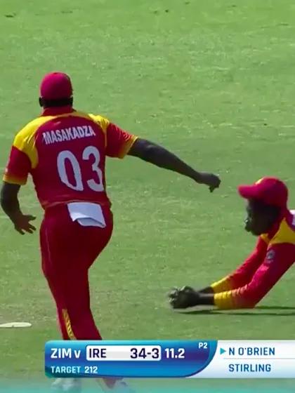 CWCQ POTD - Muzarabani's diving catch to dismiss O'Brien