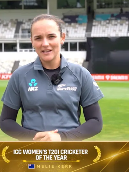 Logo of Melie Kerr on the 'huge honour' of winning T20I Cricketer of the Year | ICC Awards 2024