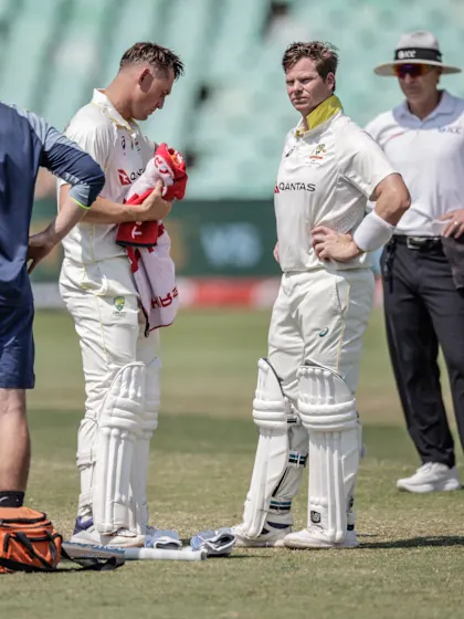 Aussies wait on Steve Smith after Nortje helmet blow