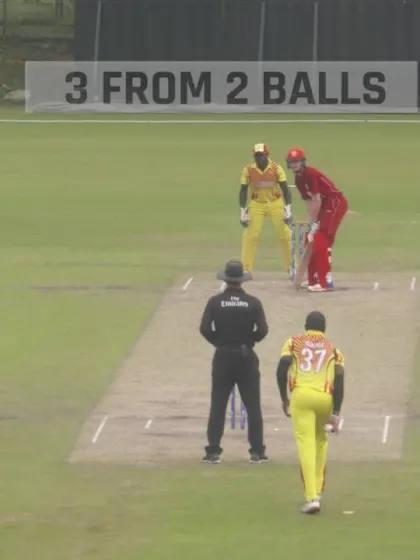 WCL 4  - Four wickets in the last over gives Uganda thrilling one-run win (DLS) over Denmark