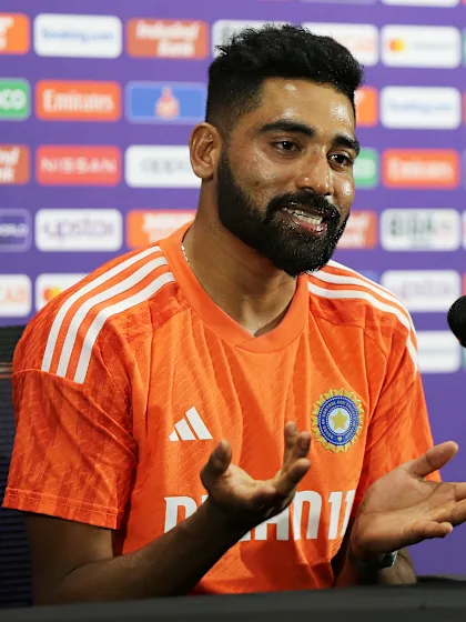 14 October - Ahmedabad - India player Mohammed Siraj post-match press conference