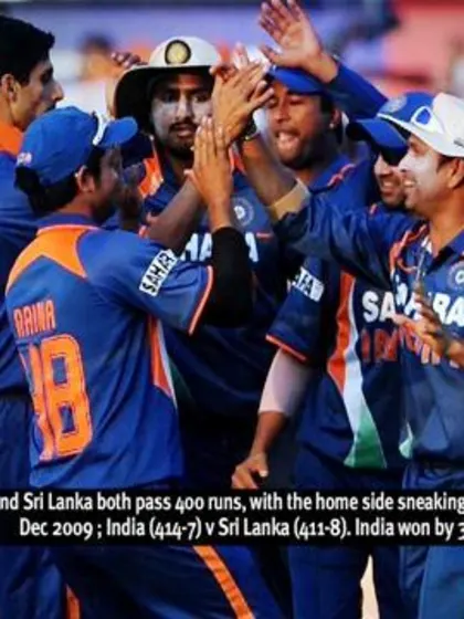 India and Sri Lanka both pass 400 runs, with the home side sneaking a 3-run victory