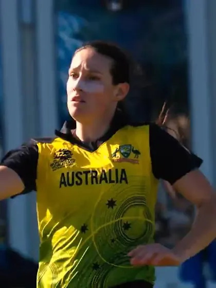 Logo of WT20WC: Megan Schutt in the wickets