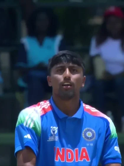 Uzairullah Niazai with a Four vs. India