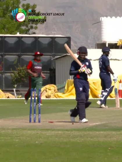 WCL Div 3 – USA batsman Timil Patel loses his wicket against Kenya