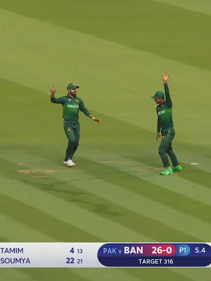 Logo of CWC19: PAK v BAN - Excellent catch by Fakhar Zaman dismisses Soumya Sarkar