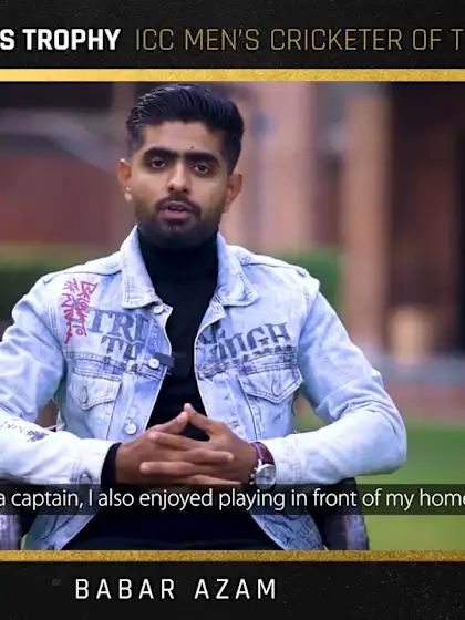 Logo of Babar Azam accepts the Sir Garfield Sobers Trophy for ICC Men’s Cricketer of the Year 2022