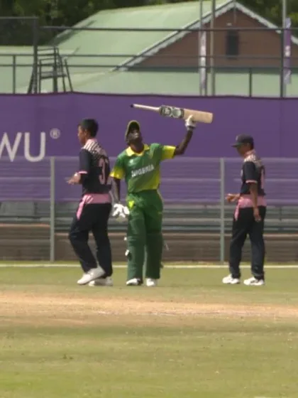 ICC U19 CWC: NGR v JPN – Sulaimon Runsewe celebrates reaching his half-century