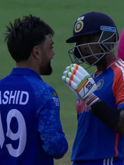 Logo of ‘Stop sweeping me’ says Rashid Khan; SKY sweeps him for three boundaries | AFG v IND | T20WC 2024