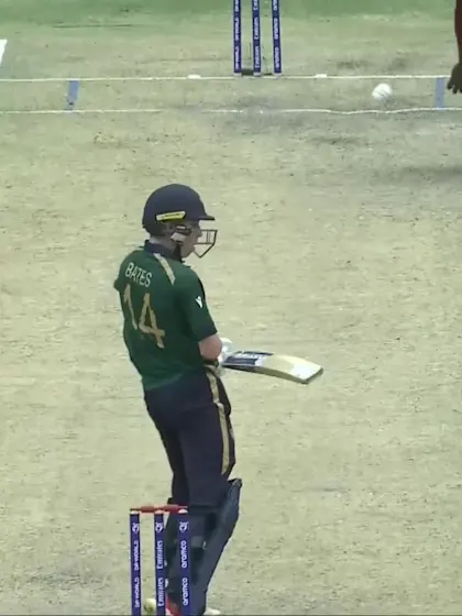 M Bates with a Four vs. West Indies