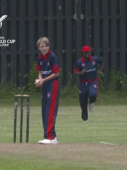 ICC U19 CWC Americas Q – BER v CAY: Gabriel Harrington Myers' caught and bowled to get rid of Bermuda skipper 
