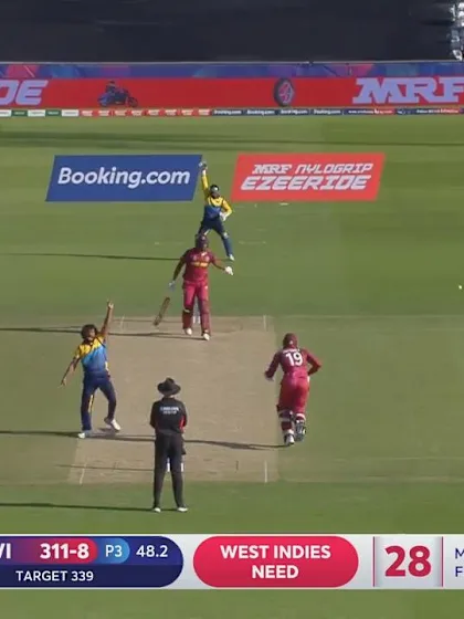 CWC19: SL v WI - Oshane Thomas is lbw to Lasith Malinga