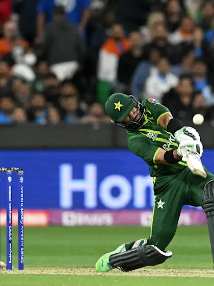 SIX: Iftikhar Ahmed smashes spinner into second tier | T20WC 2022