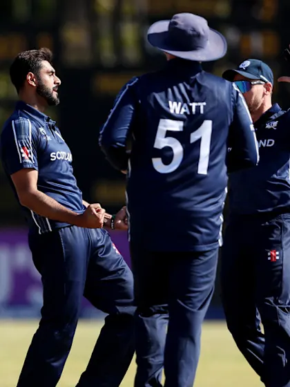 Logo of Safyaan Sharif sizzles for Scotland against UAE | CWC23 Qualifier