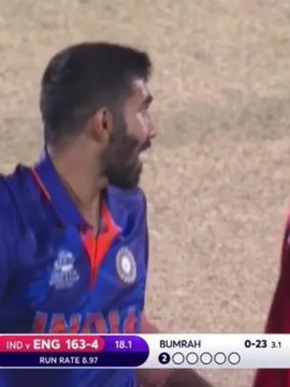 Logo of Bumrah removes Bairstow with a perfect yorker