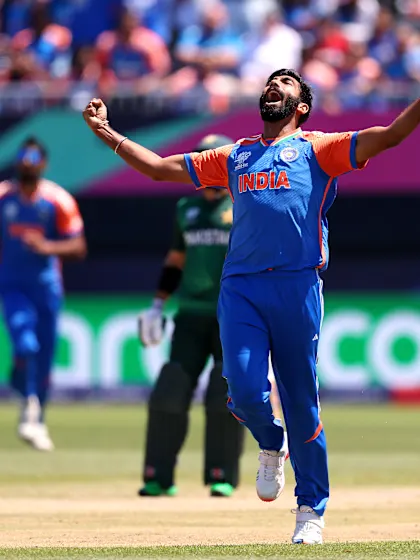 Logo of Bumrah gets the big wicket of Babar Azam | IND v PAK | T20WC 2024