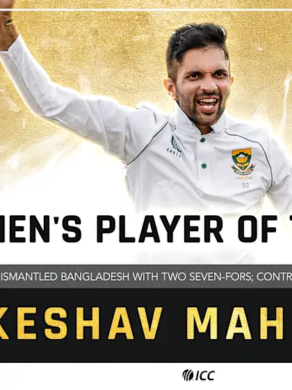 Maharaj named ICC Men's Player of the Month for April 2022