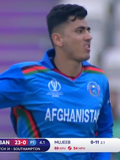 Logo of CWC19: BAN v AFG - Mujeeb has Liton caught at short cover 