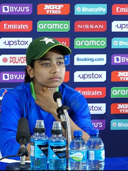 21 February - Cape Town - Pakistan player Fatima Sana post-match press conference