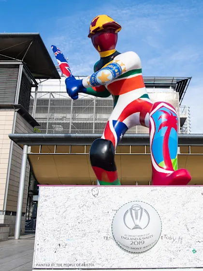 Giant cricketer statue unveiled in Bristol as the city welcomes ICC Men's Cricket World Cup