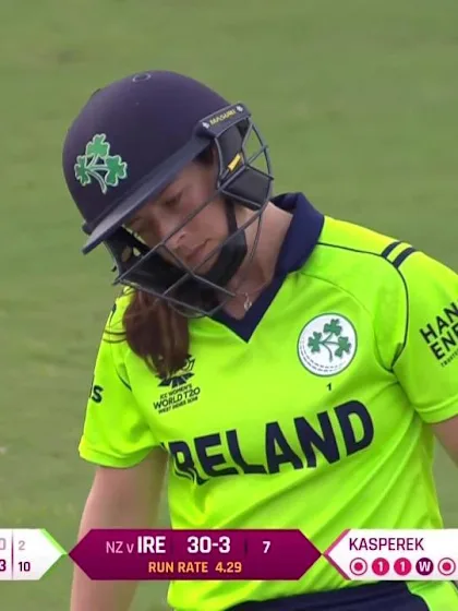 Logo of NZ v IRE: Isobel Joyce trapped in front for a duck