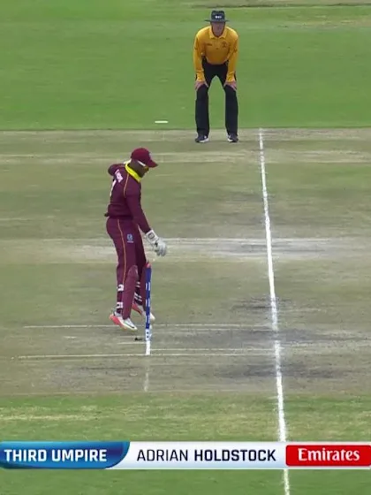Kyle Jarvis is run out on the final ball of the Zimbabwe innings v West Indies