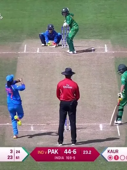 WICKET: Nahida Khan falls to Harmanpreet Kaur for 23