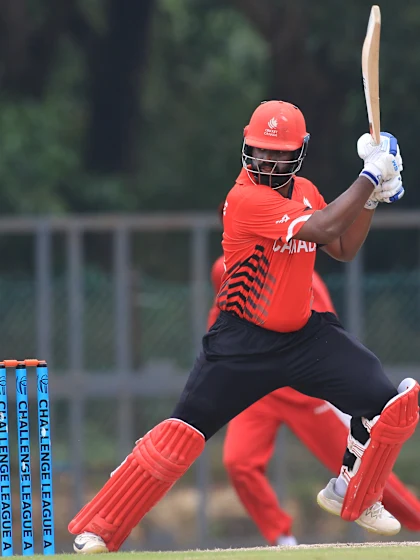 ICC CWC Challenge Group A – CAN v DEN: Canada's S Wijeyeratne brings up his fifty