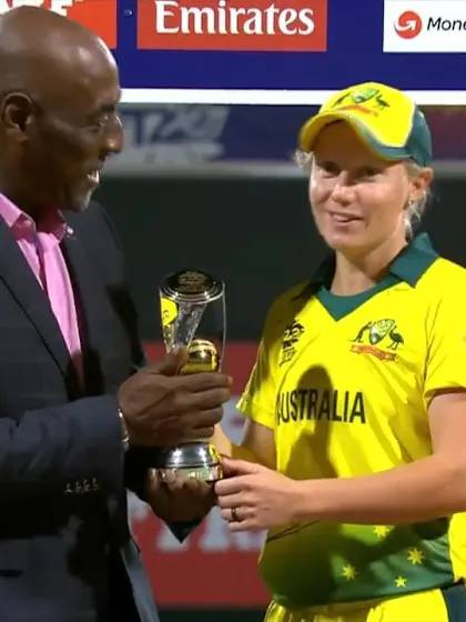 WT20: Alyssa Healy receives Player of the Tournament trophy
