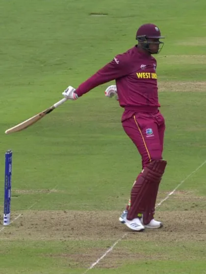 CWC19: WI v BAN - Oshane Thomas knocks the bails off with his bat