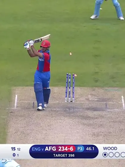 Logo of CWC19: ENG v AFG - Najibullah loses his wicket trying to go big