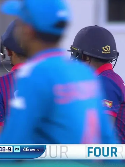 Logo of Durgesh Gupta with a Four vs. India