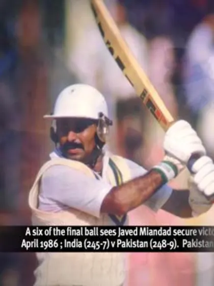 A six off the final ball sees Javed Miandad secure victory for Pakistan